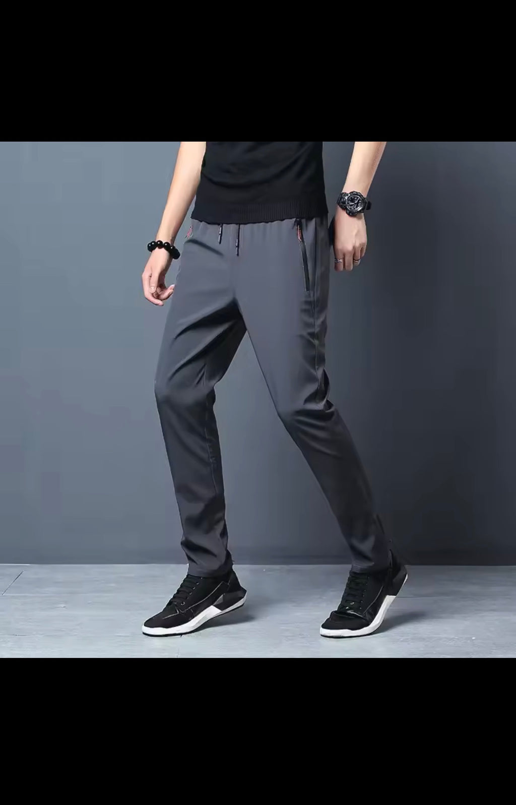 Men's Casual Pants Straight Slim Fit Elastic Waist Jogger Korean
Classic Blue Black Gray Male Brand Trousers Plus Size