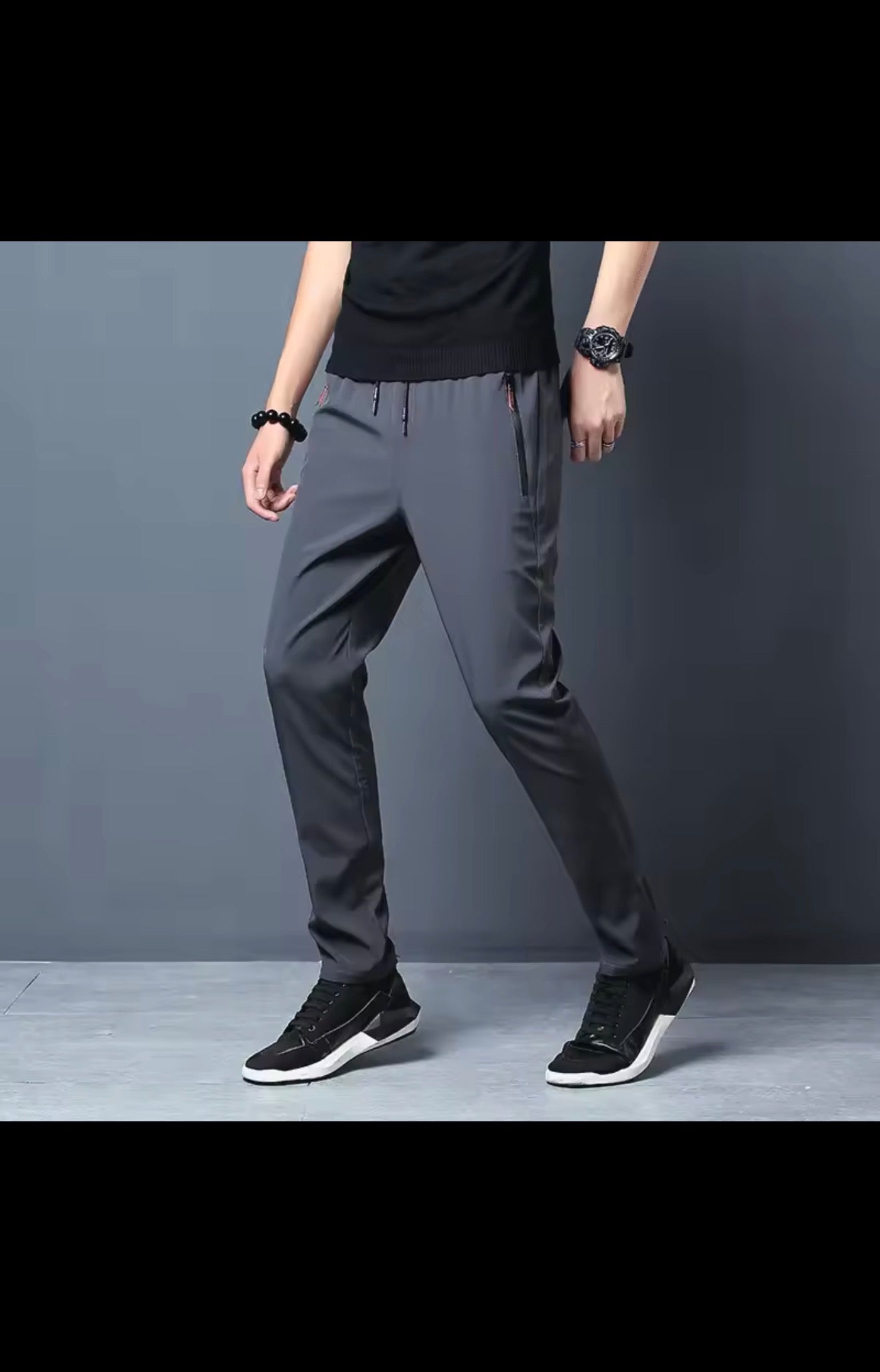 Men's Casual Pants Straight Slim Fit Elastic Waist Jogger Korean
Classic Blue Black Gray Male Brand Trousers Plus Size