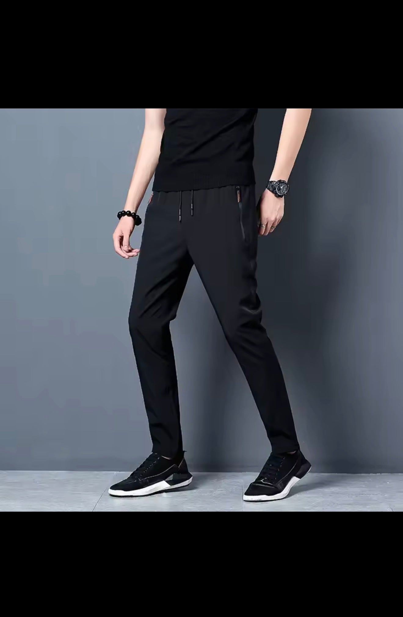 Men's Casual Pants Straight Slim Fit Elastic Waist Jogger Korean
Classic Blue Black Gray Male Brand Trousers Plus Size